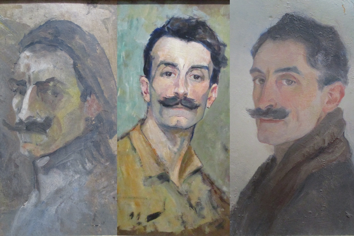 Trois autoportraits, Lucien LANTIER (1879-1960), vers 1915, 1925 et 1930, deux huiles sur panneau et une huile sur toile (inv.2020.3.1 , 2020.4.1 et 2020.5.1)