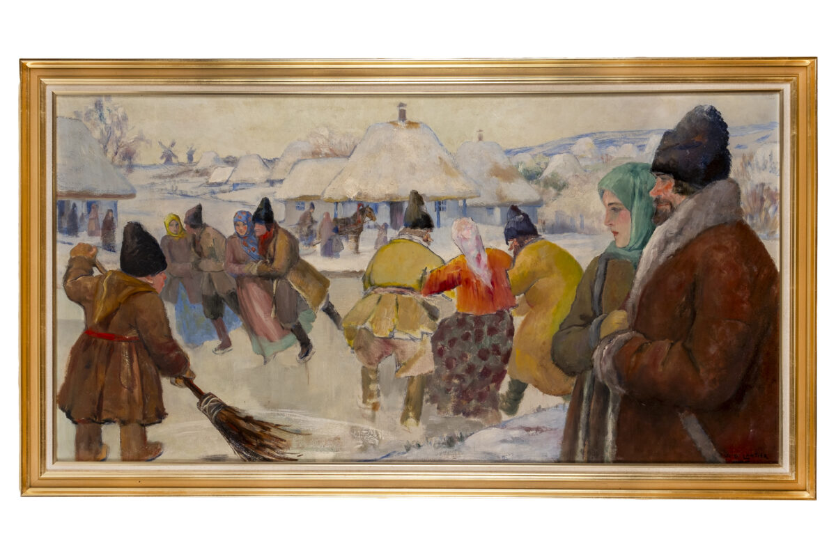« Les patineurs (Bessarabie) », Lucien Lantier (1879-1960), vers 1937, huile sur toile, inv. 2025.1.1